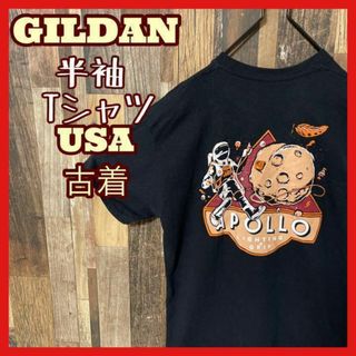 ギルタン(GILDAN)のギルダン 宇宙 メンズ ブラック M プリント 古着 90s 半袖 Tシャツ(Tシャツ/カットソー(半袖/袖なし))