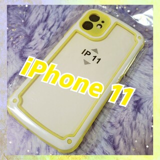 【iPhone11】イエロー iPhoneケース 大人気 シンプル フレーム(iPhoneケース)
