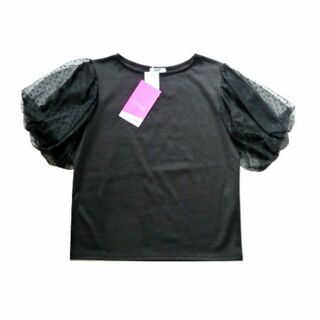 新品 ViVi 2pink 袖ドット チュール プルオーバー 黒 Tシャツ パフ(Tシャツ(半袖/袖なし))
