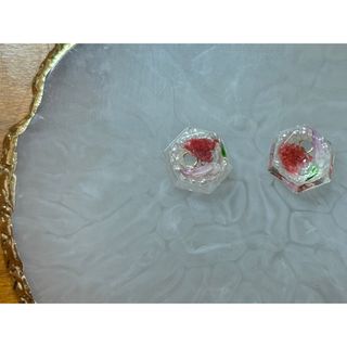 No.21 ハンドメイド　ピアス　イヤリング　レジン　押し花　パール　(その他)