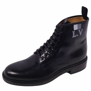 ルイヴィトン(LOUIS VUITTON)のルイヴィトン LOUIS VUITTON ブーツ コンバットブーツ LVロゴ カーフレザー シューズ 靴 メンズ 6 1/2 ブラック(ブーツ)