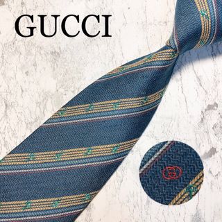 グッチ(Gucci)のGUCCI ネクタイ　ストライプ　ネイビー　GG(ネクタイ)