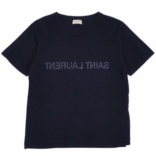 Saint Laurent - 美品 サンローラン パリ SAINT LAURENT PARIS Tシャツ カットソー ロゴ コットン トップス レディース XS ネイビー