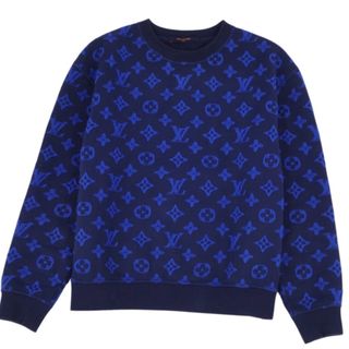 ルイヴィトン(LOUIS VUITTON)の美品 ルイヴィトン LOUIS VUITTON スウェット トレーナー モノグラム ジャカード トップス メンズ XS ネイビー/ブルー(スウェット)