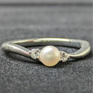 ミキモト(MIKIMOTO)の927 ミキモトパールダイヤリングK18WGホワイトゴールド約4.0mm11号(リング(指輪))