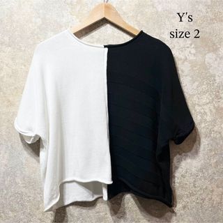 Y's - Y's ワイズ コットンニット バイカラー 半袖カットソー