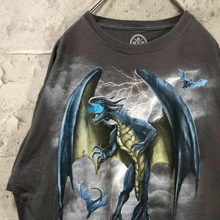 ドラゴン 雷 咆哮 タイダイ染め USA輸入 派手 Tシャツ(Tシャツ/カットソー(半袖/袖なし))