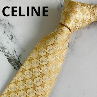 セリーヌ(celine)の美品★セリーヌ★ネクタイ★シルク★ロゴ★100%★光沢★イエロー★イタリア製(ネクタイ)