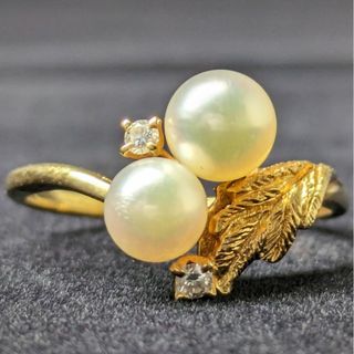 ミキモト(MIKIMOTO)の932 ミキモトパールダイヤリングK18YGイエローゴールド約5.0mm10号(リング(指輪))