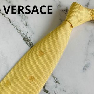 ヴェルサーチ(VERSACE)の良品★ヴェルサーチ★ネクタイ★シルク★メデューサ★光沢★イエロー★イタリア製(ネクタイ)