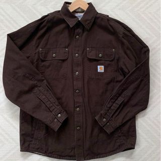 カーハート(carhartt)のcarhartt シャツジャケット M ブラウン ワンポイント オーバーサイズ(シャツ)