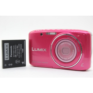 【美品 返品保証】 パナソニック Panasonic LUMIX DMC-S2 ピンク 4x バッテリー付き コンパクトデジタルカメラ  s9167(コンパクトデジタルカメラ)