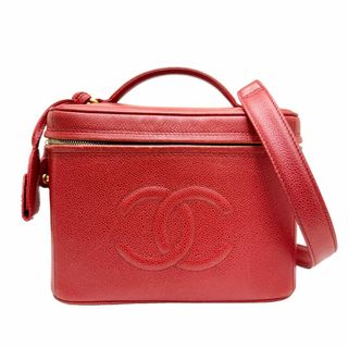 シャネル(CHANEL)のCHANEL シャネル ココマーク 2WAYバニティ キャビアスキン レッド 3番台 バニティバッグ ショルダーバッグ レディース ヴィンテージ(ショルダーバッグ)