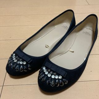 ザラ(ZARA)のZARA バレエシューズ パンプス38 黒(難あり) (バレエシューズ)