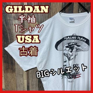 ギルタン(GILDAN)のギルダン メンズ プリント ホワイト 2XL USA古着 90s 半袖 Tシャツ(Tシャツ/カットソー(半袖/袖なし))