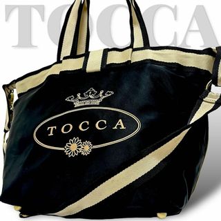 トッカ(TOCCA)の美品　トッカ　2way ショルダーバッグ　トートバッグ　ボストン　リボン　黒(ショルダーバッグ)