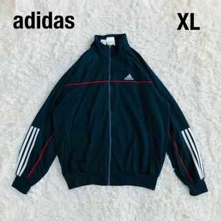 アディダス(adidas)のAdidasアディダス　トラックジャケット光沢あるネイビー古着XL(ジャージ)