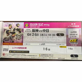 ハンシンタイガース(阪神タイガース)の6/26(水) 阪神vs中日 甲子園球場 レフトスタンド(野球)