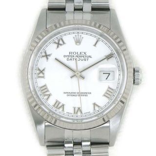 ロレックス(ROLEX)のロレックス Rolex 腕時計 デイトジャスト 16234 Y番 2002年頃製造 ルーレット刻印 ホワイト文字盤 フルーテッドベゼル ジュビリーブレス K18WG オイスタースチール SS 自動巻き 【中古】(腕時計(アナログ))