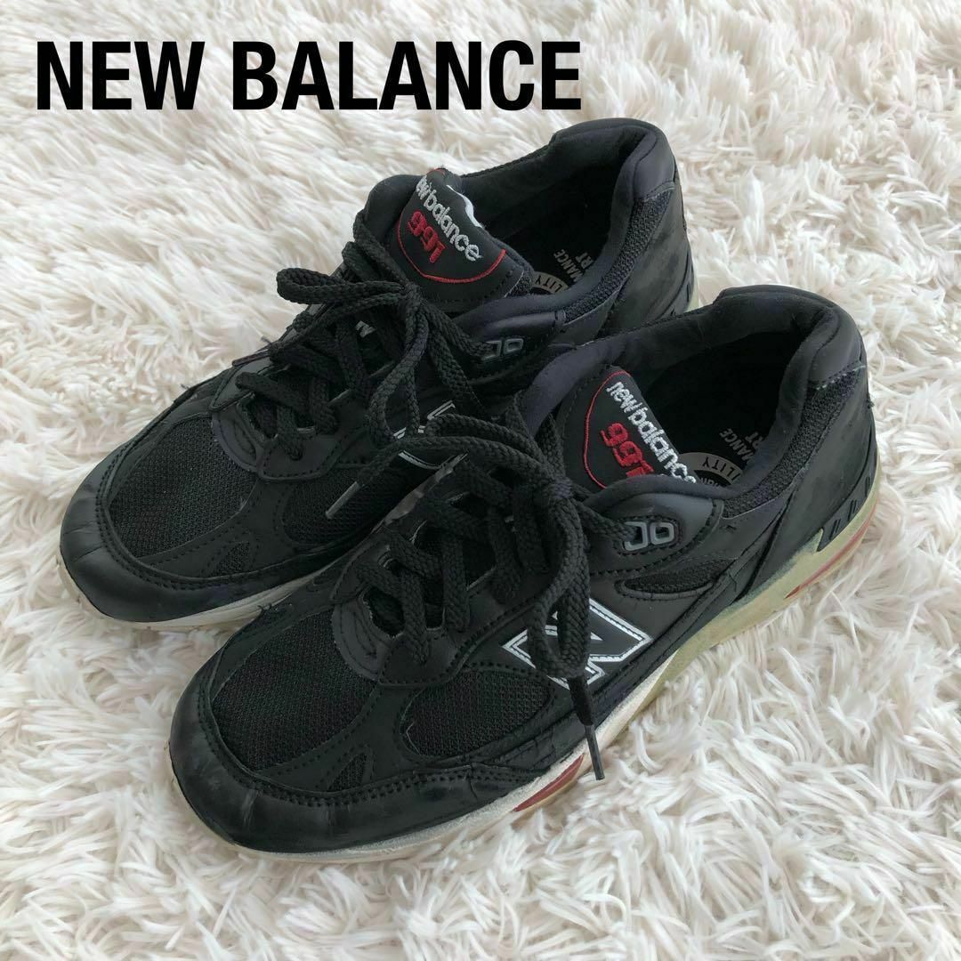 New Balance(ニューバランス)のニューバランスNEWBALANCEスニーカーブラック黒レザーM991NKR メンズの靴/シューズ(スニーカー)の商品写真