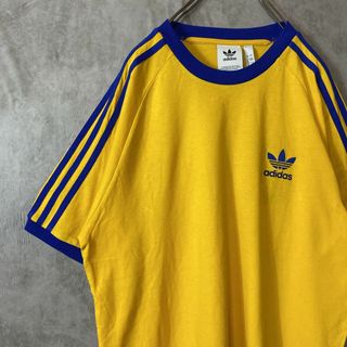 アディダス(adidas)の【タグ付き、希少サイズ、リンガーTシャツ】adidasトレフォイル刺繍ロゴ黄青(Tシャツ/カットソー(半袖/袖なし))