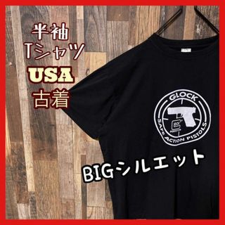 プリント メンズ ブラック 黒 ガン 拳銃 USA古着 90s 半袖 Tシャツ(Tシャツ/カットソー(半袖/袖なし))