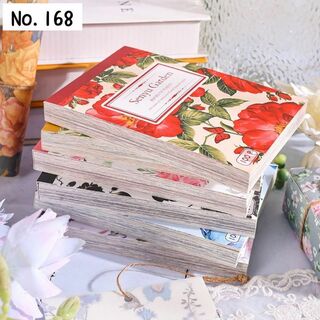 【168】(モリンガ・ガーデン) コラージュ 素材紙 デザペ 紙もの 花柄 6種(ノート/メモ帳/ふせん)