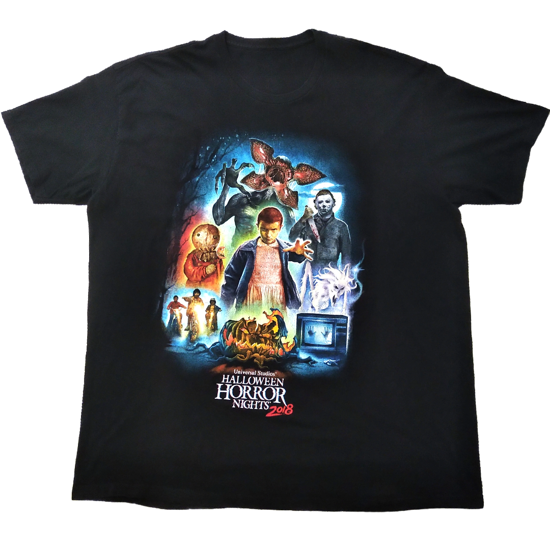 古着　ユニバーサルスタジオ　Tシャツ　2XL　黒　ホラー映画　ムービーT *
