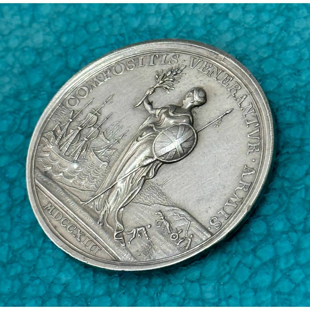 1713 イギリス アン ユトレヒトの平和 ブリタニア クロッカー 銀 メダル  エンタメ/ホビーの美術品/アンティーク(貨幣)の商品写真