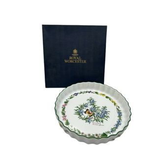 ロイヤルウースター(Royal Worcester)のROYAL WORCESTER ロイヤルウースター ハーブ ローズマリー キッシュプレート 皿 洋食器 ブランド 蝶々 フラワー 花 中古 W４(食器)