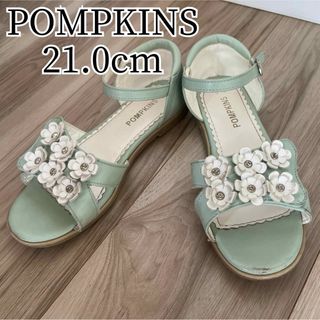 POMPKINS - ポプキンズ  POMPKINS 21.0cm ストラップサンダル フラワー 水色