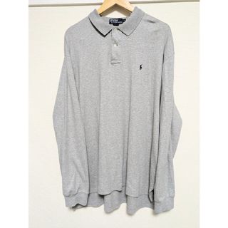 ポロ(POLO（RALPH LAUREN）)のポロバイラルフローレン　長袖　ポロシャツ　XL　グレー　灰色　大きいサイズ(ポロシャツ)