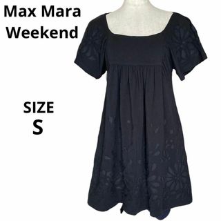 ウィークエンドマックスマーラ(Weekend Max Mara)の良品★マックスマーラウィークエンド★ワンピース★半袖★花柄★ブラック★S(ひざ丈ワンピース)