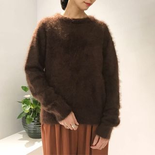 定価6万 BIOTOP ビオトープ ニット カシミヤ シャギー クルーネック 茶(ニット/セーター)