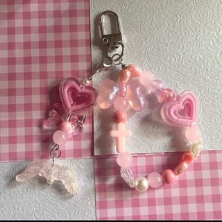 キーホルダー ハンドメイド ピンク ハート 推し活 オタ活(キーホルダー/ストラップ)