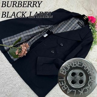 バーバリーブラックレーベル(BURBERRY BLACK LABEL)のバーバリーブラックレーベル メンズ ハーフコート チェック柄 ブラック 黒 L(その他)