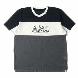 MOUNTAIN RESEARCH マウンテンリサーチ Tシャツ サイズ:XL グラフィック ロゴ メッシュ クルーネック 半袖Tシャツ Racer Shirt S/S MTR-1945 ブラック ホワイト グレー / トップス カットソー 日本製【メンズ】【中古】