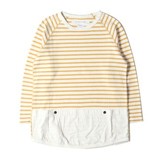 EEL イール カットソー サイズ:M / STEPS 別注 ボーダー ビフポケ ラグラン カットソー Bifu Poke Tee オフホワイト マスタード / 日本製 トップス 七分袖 Tシャツ クォータースリーブ 【メンズ】【中古】(Tシャツ/カットソー(七分/長袖))