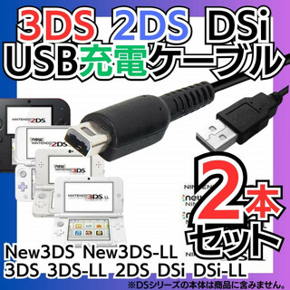 2本 3DS 2DS DSi USB 充電器 充電コード ソフト ケーブル 本体(携帯用ゲーム機本体)