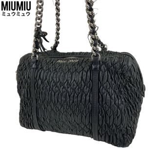 miu miu ミュウミュウ　ショルダーバッグ　レザー　ブラック　黒　肩掛け