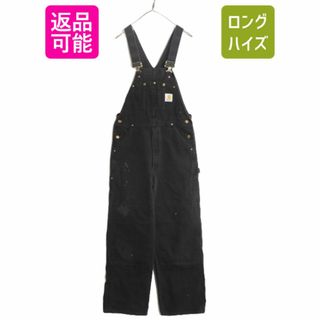 90s USA製 カーハート ダブルニー ダック オーバーオール メンズ 32 32 古着 90年代 オールド CARHARTT ワーク ツナギ ブラック ペインター(サロペット/オーバーオール)