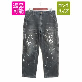 好雰囲気 カーハート ダブルニー ダック ペインター パンツ メンズ 実寸 34 29 CARHARTT ワーク ストレート ヘビーウェイト ブラック ヒゲ(ワークパンツ/カーゴパンツ)