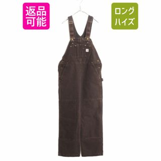 カーハート ダブルニー ダック オーバーオール メンズ 実寸 35 30 古着 CARHARTT ワーク ツナギ ペインター ビブ オールインワン ブラウン(サロペット/オーバーオール)