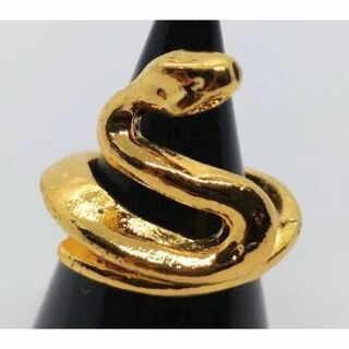 【フリーサイズ】横向き　スネーク　リング　指輪　ゴールド　蛇　ヘビ　へび(リング(指輪))