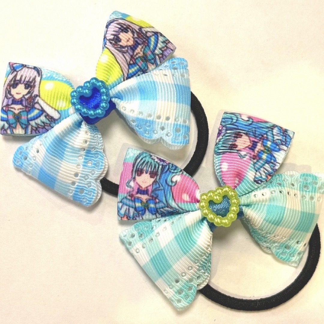 プリキュア わんだふるぷりきゅあ ハンドメイド ヘアゴム リボン レディースのヘアアクセサリー(ヘアゴム/シュシュ)の商品写真
