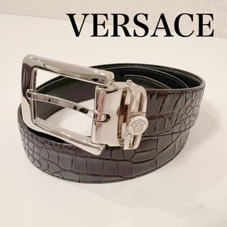 ヴェルサーチ(VERSACE)のベルト レザー レザーベルト クロコダイル 黒　Versace ヴェルサーチ(ベルト)