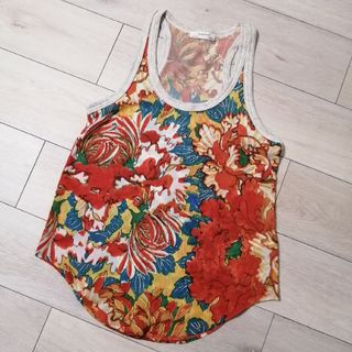 ザラ(ZARA)の値下げ!新品未使用!ZARA花柄シフォンタンクトップS(タンクトップ)