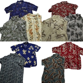 古着卸 まとめ売り レーヨン系 アロハシャツ 半袖シャツ 10枚セット (メンズ L ) リーフ柄 花柄 総柄 MS8795(シャツ)