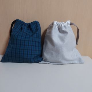 【2個セット】ハンドメイド　巾着袋　裏地あり　コップ袋(バッグ/レッスンバッグ)