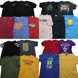 古着卸 まとめ売り カラーmix プリント 半袖Tシャツ 18枚セット (メンズ S /M /L /XL ) カラーMIX レッド ブラック MS8814(その他)